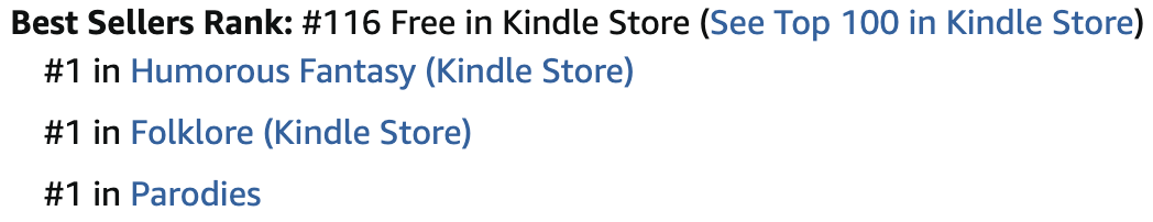 Social proof: "The Ghouls' Farmstand" was, for a brief and wonderful few days, #1 across three, count 'em, THREE Amazon categories.